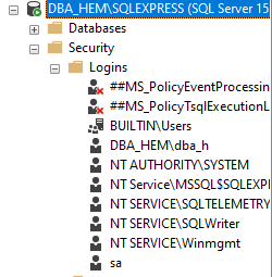 SQL Server login information